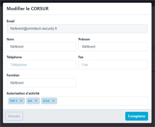 front modifier corsur